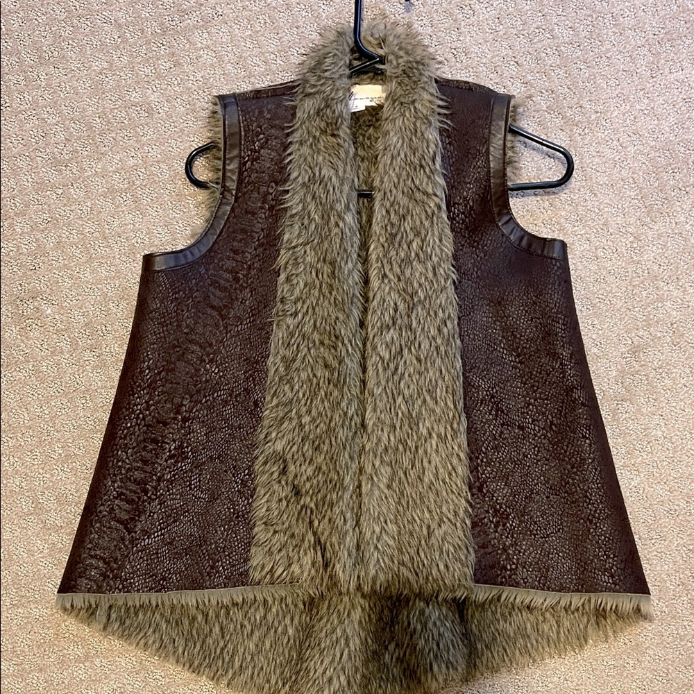 Vintage Havana Faux Fur Vest in Brown